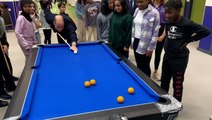 Prince William jokes ‘we could be here a while’ as he plays pool and basketball on visit