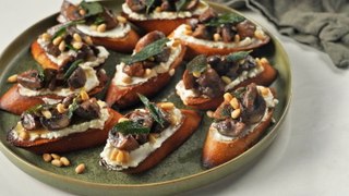 How to Make Goat Cheese Crostini with Mushrooms & Brown Butter