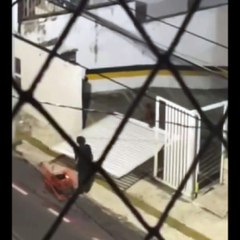 Portão de laboratório é levado por assaltantes