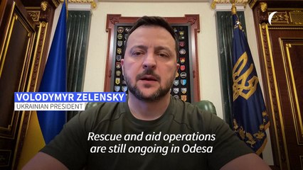 Ukrainian President Zelensky condemns 'vile' Russian strike on Odesa