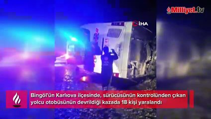 Bingöl'de yolcu otobüsü devrildi: 18 yaralı