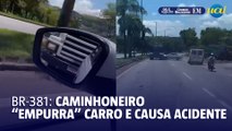 Caminhão acelera em cima de carro e causa acidente em Ipatinga