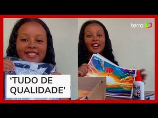 Adolescente viraliza ao fazer unboxing de kit escolar do RJ
