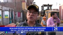Independencia: limpian viviendas desocupadas que se habían convertido en fumadero y basural