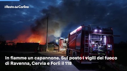 Devastante incendio all'alba nel Ravennate: il video
