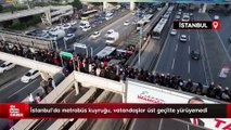 İstanbul’da metrobüs kuyruğu: Vatandaşlar üst geçitte yürüyemedi