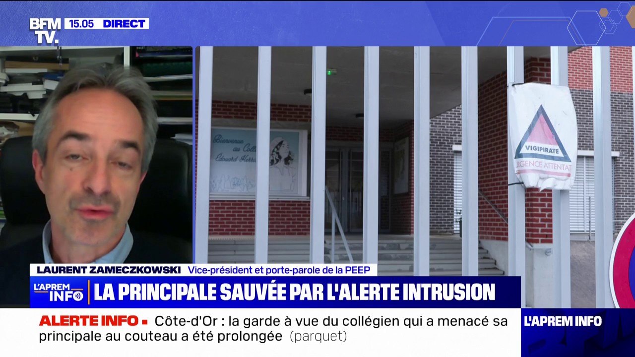 Laurent Zameczkowski (porte-parole de la PEEP), sur la principale menacée avec un couteau: "On est souvent confronté à des situations où des élèves amènent des couteaux dans des établissements"