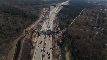 Watch: M25 drone footage shows workers demolishing bridge as motorway remains closed