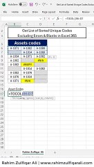 Get List of Sorted Unique Codes Excluding Errors & Blanks in #Excel 365