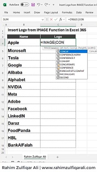 Insert Logo from IMAGE Function in Microsoft #Excel 365 & Google Sheets