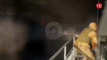 Latest footage of the landing ship shot by Ukrainian drones - Russians trying to shoot down drones