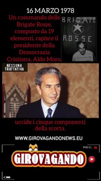 16/Marzo 1078 Un commando delle Brigate Rosse, composto da 19 elementi, rapisce il presidente della Democrazia Cristiana, Aldo Moro,e uccide i cinque componenti della scorta.