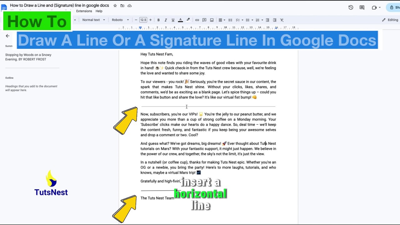 How To Draw A Line Or A Signature Line In Google Docs