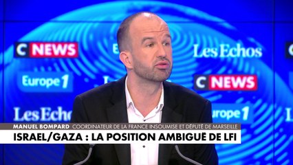 Manuel Bompard réagit à l'absence d'une quelconque évocation des otages du Hamas et de cette organisation terroriste, lors premier meeting de LFI pour les européennes
