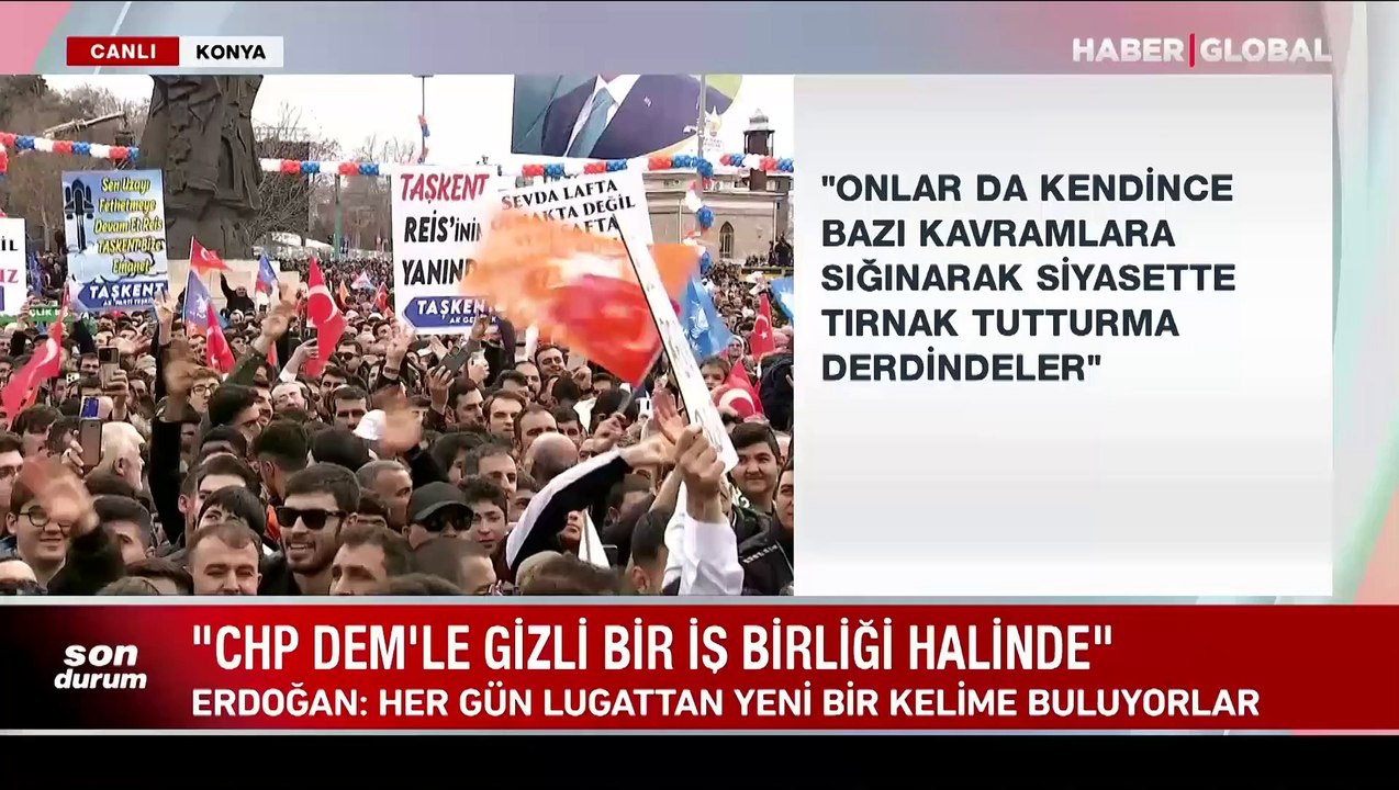 Erdoğan'ın Konya mitinginde Taşkent rüzgarı: "Sevda lafta olmakta değil aynı safta olmakla olur"