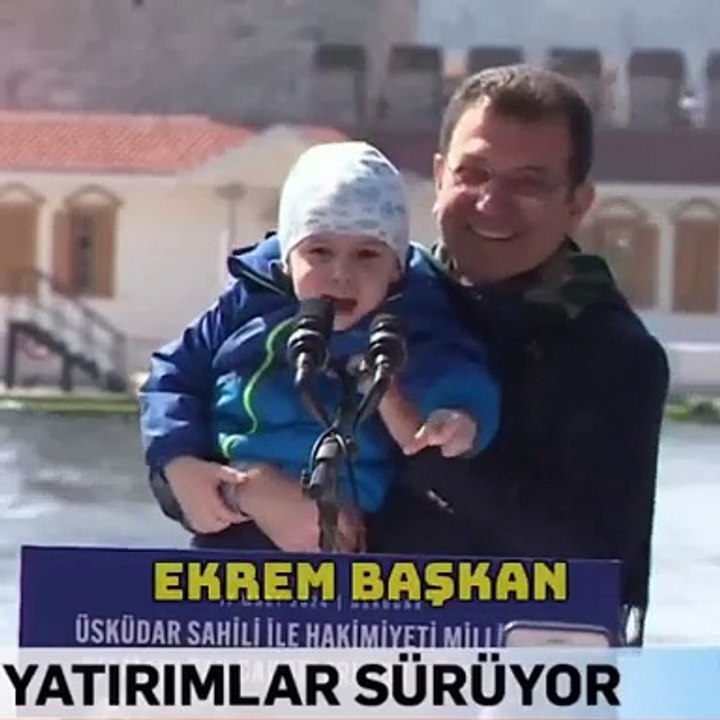 İmamoğlu mikrofonu Mustafa Kemal isimli çocuğa bıraktı, çocuk, "Her şey çok güzel olacak" dedi