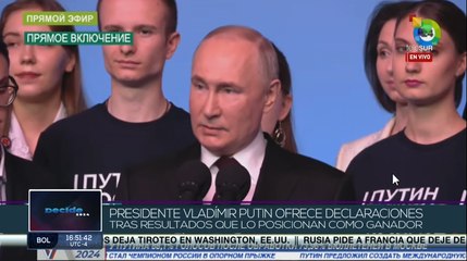 El presidente Vladímir Putin ofreció declaraciones tras obtener más de 87% de los votos
