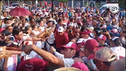 Así fue la llegada de Claudia Sheinbaum al parque Independencia de Coatzacoalcos