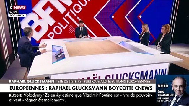 Raphaël Glucksmann refuse le débat démocratique : La tête de liste PS-Place Publique aux européennes, annonce sur BFM... qu'il boycottera le débat organisé par CNews