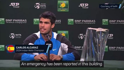 Alcaraz trophy talk interrupted by fire alarm