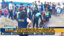 Huacho: cinco muertos y tres heridos graves deja choque de bus interprovincial contra automóvil