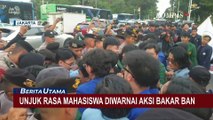 Demo Mahasiswa Diwarnai Aksi Bakar Ban, Tuntut Perbaikan Demokrasi dan Harga Sembako Turun