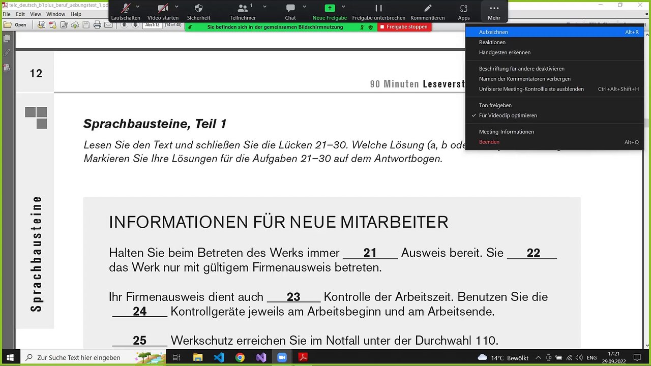 Telc b1 beruf تعليم اللغة الألمانية ارشادات حل