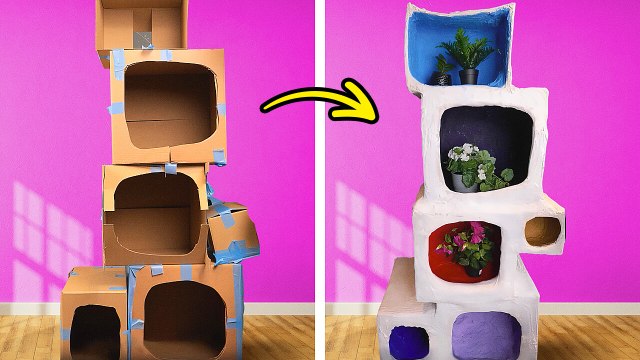 DIY Cardboard crafts for kids and parents. Cardboard Castle VS Home decorations