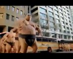 Sumo wrestlers take-off