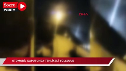 Otomobildeki tehlikeli yolculuğu sosyal medyada paylaştı