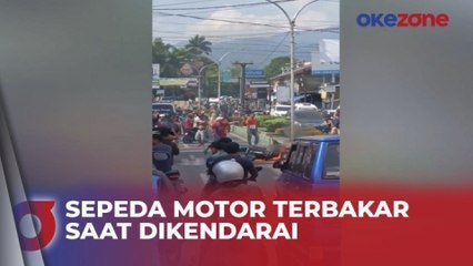 Sepeda Motor yang Dikendarai Suami-Istri di Sumatera Utara Terbakar
