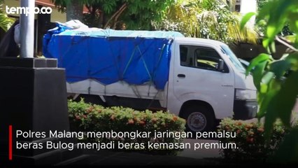Polisi Tangkap Pelaku Pemalsuan Beras Bulog Kemasan Premium di Malang