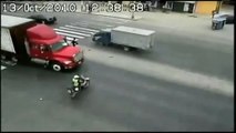 Motorcycle Runs into 18-Wheeler