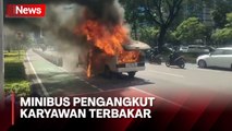 Minibus Pengangkut Karyawan Restoran Terbakar akibat Kebocoran Oli