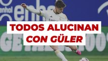 La genialidad de Güler que no acabó en gol que maravilló al banquillo del Real Madrid