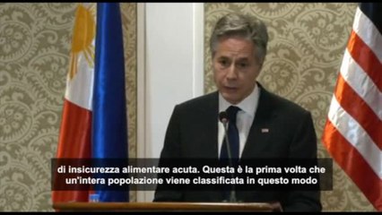 Blinken: 100% popolo Gaza soffre livelli gravi insicurezza alimentare