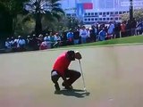 Spitting Tiger Woods before he putts at the Dubai Desert