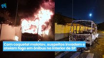 Com coquetel molotov, suspeitos invadem e ateiam fogo em ônibus no interior de SP