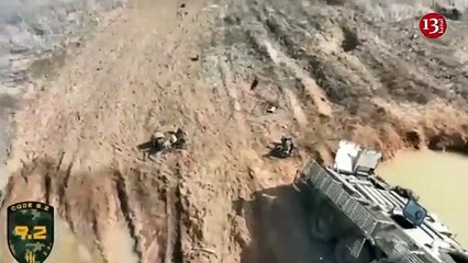 Ukrainian army defeated attacking Russian paratroopers with large number of equipment - drone image