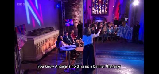 BBC Newsnight saw a protestor hold up Protect our Rivers banner