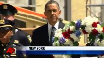 Obama Visita Zona Cero con areglo floral