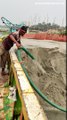 Powerful Water Pump Unload Sand in Big Ship Full Unload by Mega Drager Machine #01