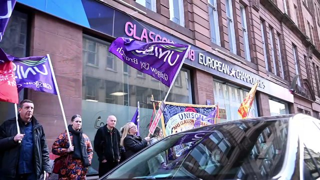 Trade Unions protest against Glasgow HSCP cuts
