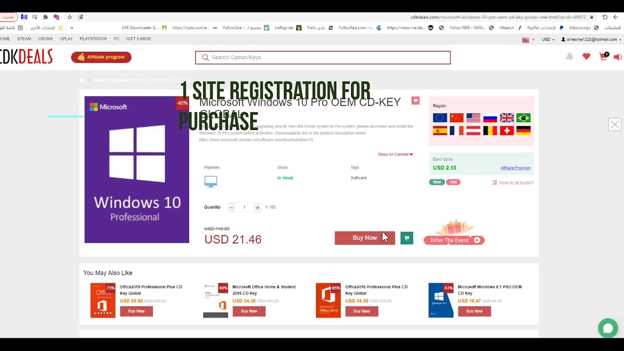 Buy Windows 10 Pro activation key for $15In the discount serial number