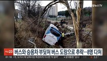 버스와 승용차 부딪쳐 버스 도랑으로 추락…8명 다쳐