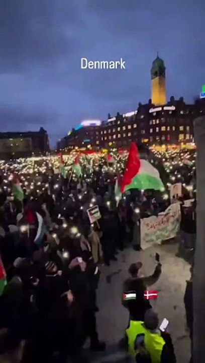 Massive demonstrations take place in Denmark in support of Palestine  free palestine gaza