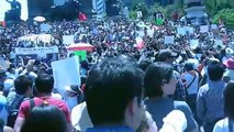 Cantan Himno Mexicano en la Marcha Anti Peña Nieto en el Angel de la Independecia