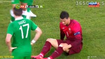 Portugal vs Republic of Ireland  Cristiano Ronaldo fouled injured again