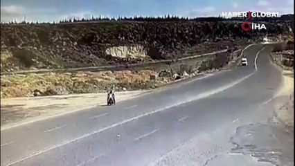 Nevşehir'de motosiklet sürücüsünün öldüğü feci kaza kamerada