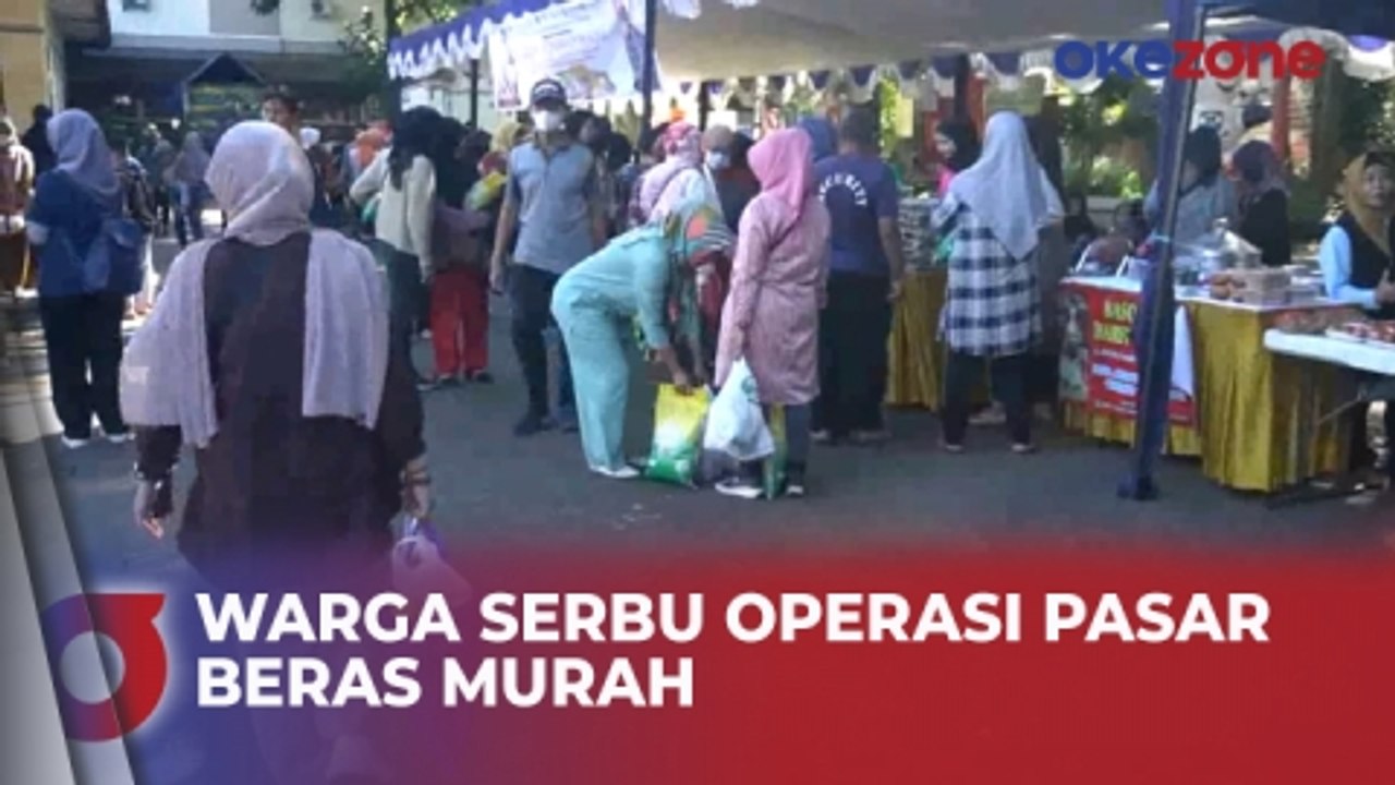 Ratusan Warga Serbu Operasi Pasar Beras Murah d...